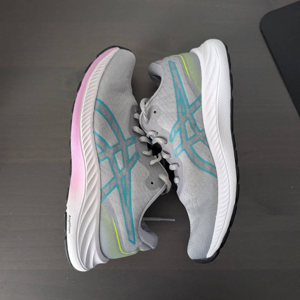Asics Gray and Blue Athletic Shoes
